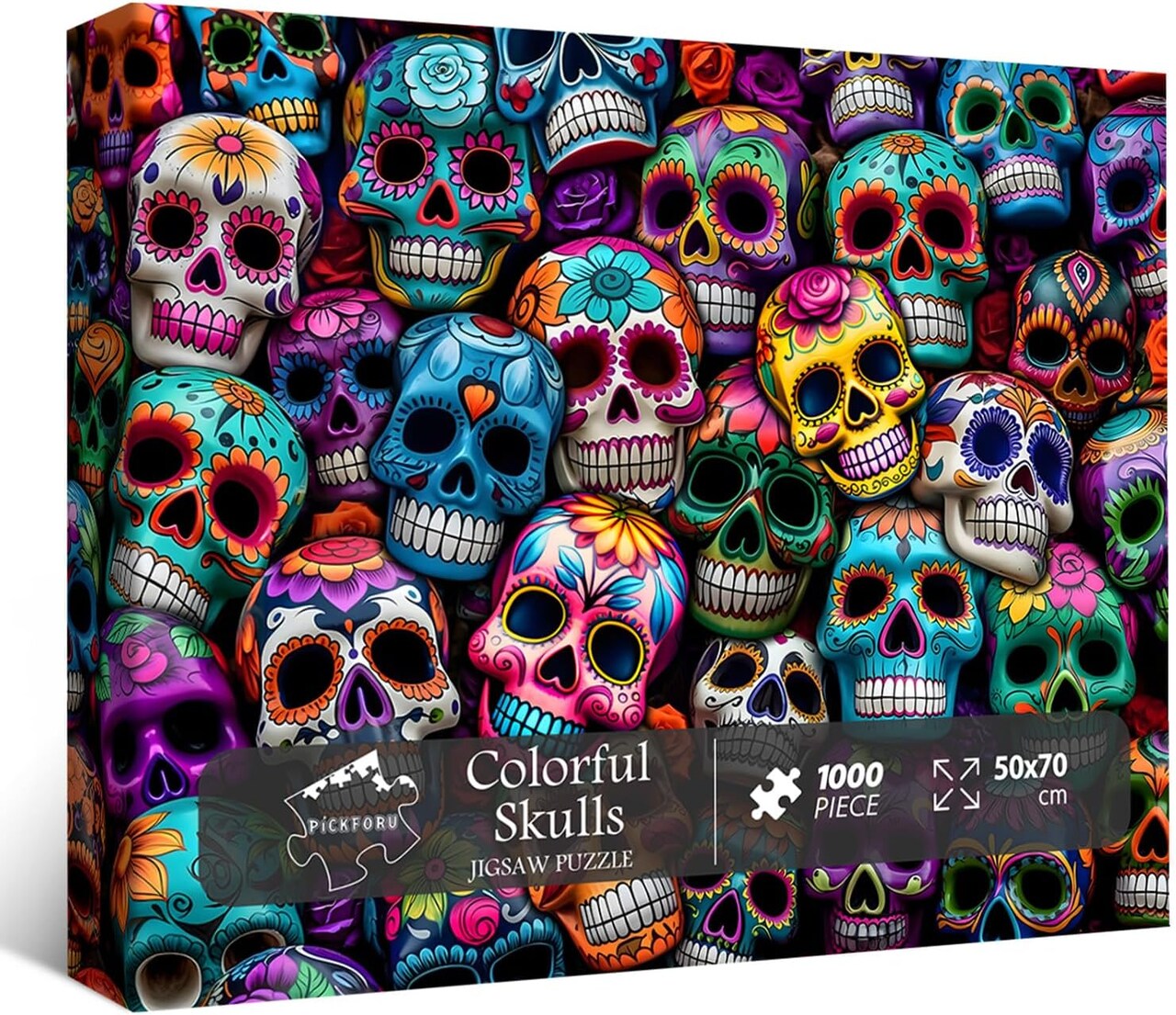 Adults 1000 Pieces, Halloween Puzzles 1000 Pieces, Colorful Skeleton Puzzle Dia De Los Muertos, Challenging Collage Jigsaw Puzzle Grateful Dead